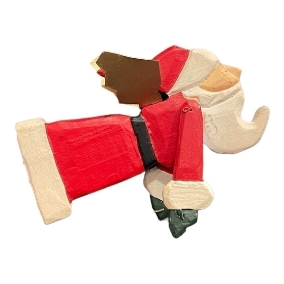 Vintage Wood Angel Santa Christmas Ornament Flying Santa Clause Xmas Decor - Picture 3 of 3